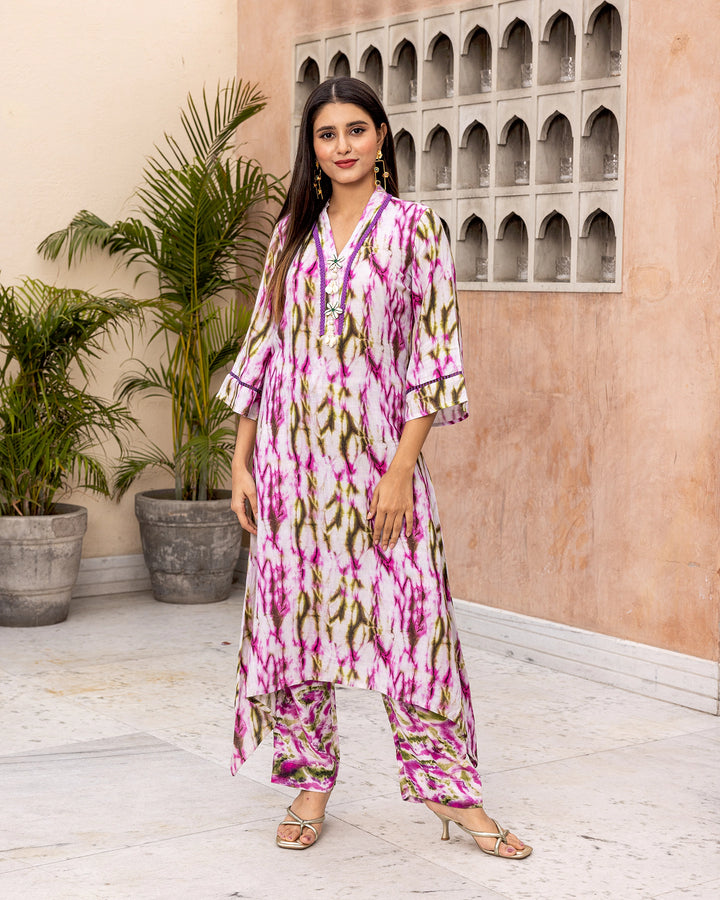 White Tie Dye Kurta Set