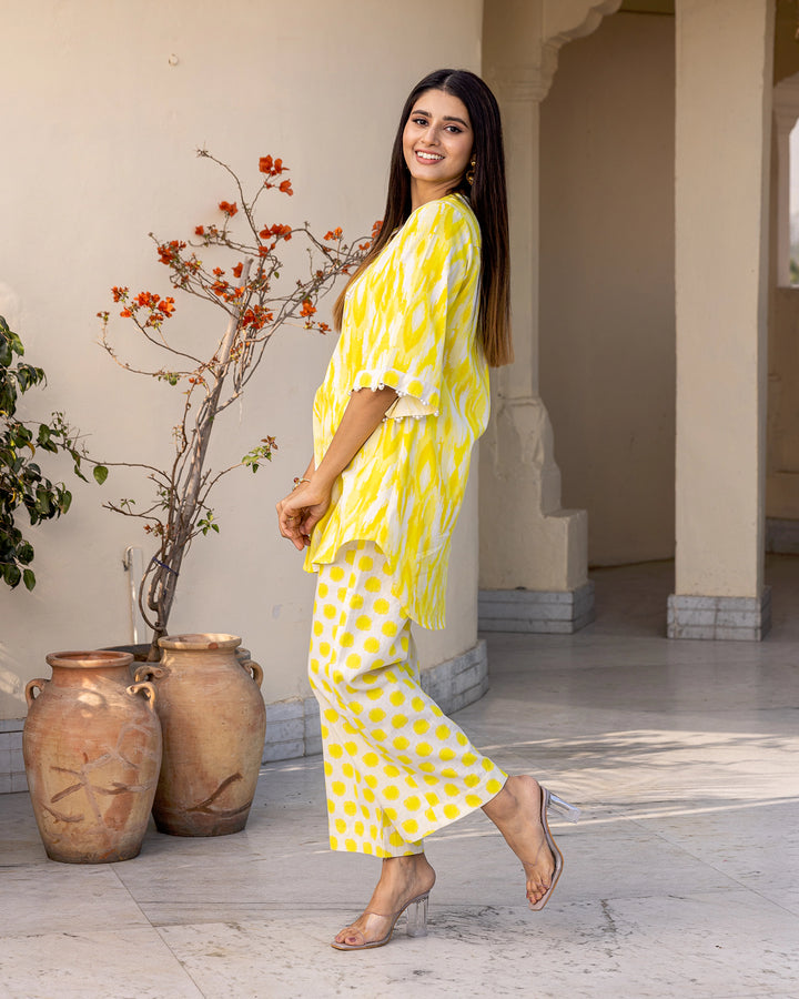 Lemon Yellow Ikat Co-ord Set