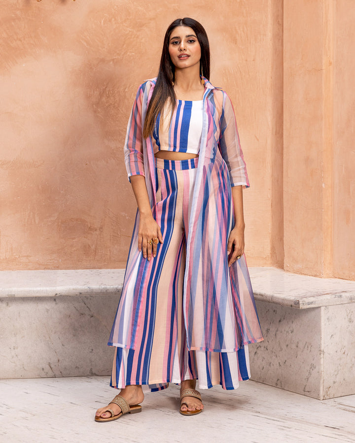 Multicolour Bold Striped Co-ord Set