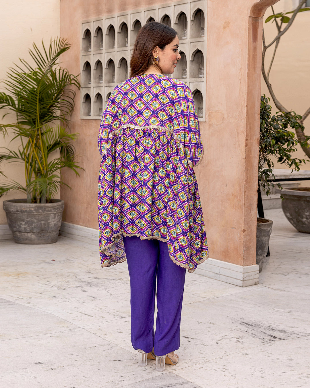 Purple Tie Dye Kurta Set