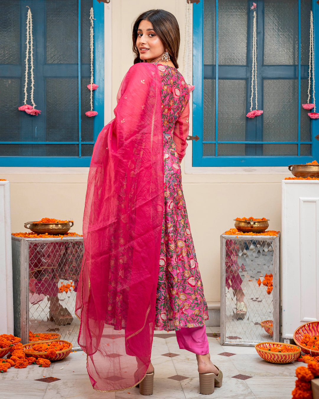 Pink Floral-Charm Suit Set