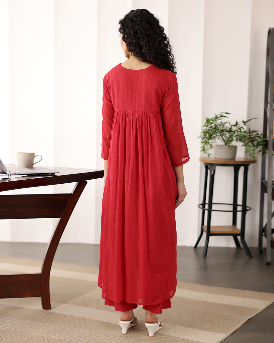 RUBY RED A-LINE KURTA SET