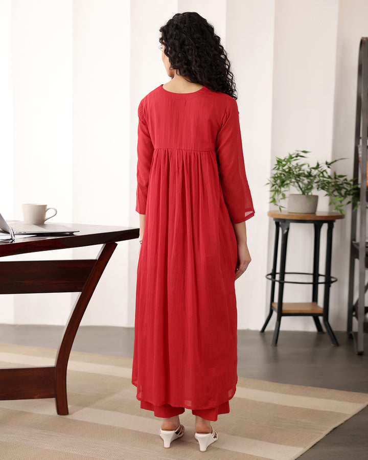 RUBY RED A-LINE KURTA SET