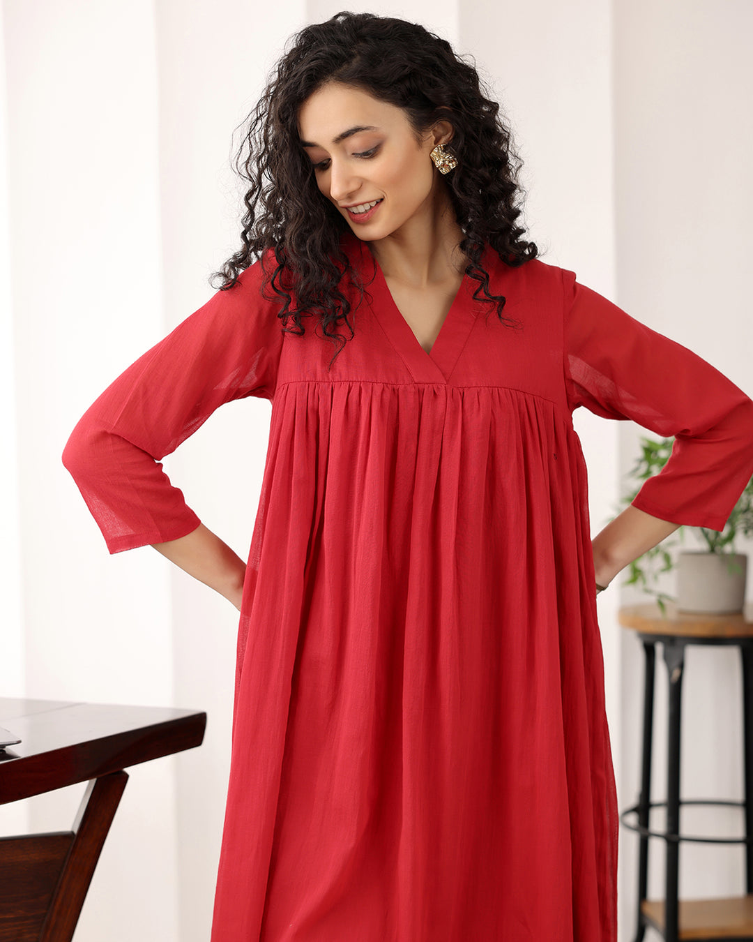 RUBY RED A-LINE KURTA SET
