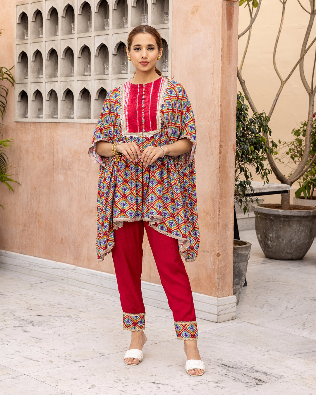 Red Tie Dye Kurta Set