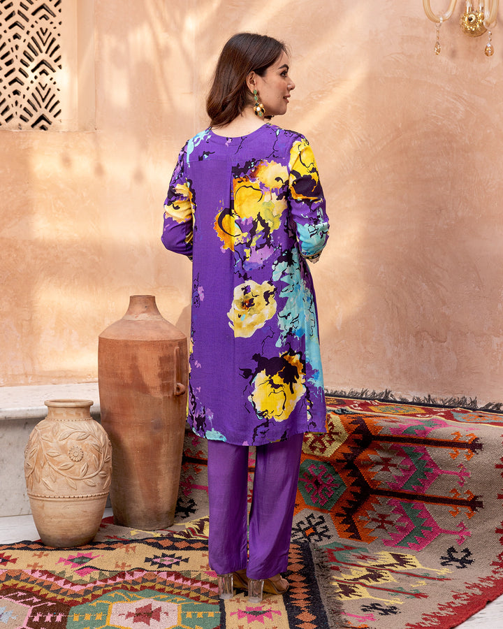 Purple Blossom Kurta Set