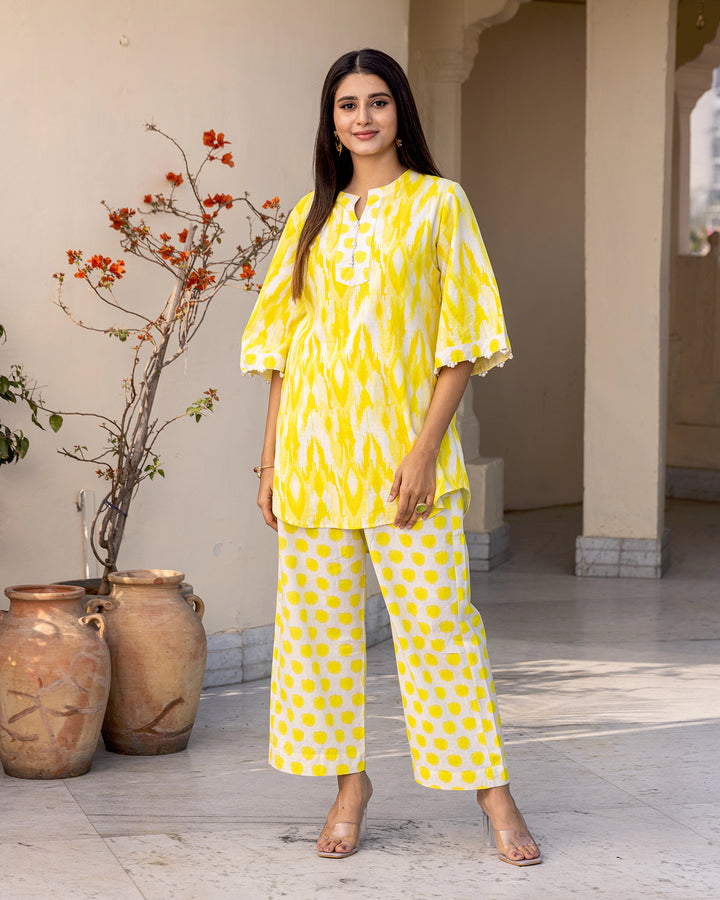 Lemon Yellow Ikat Co-ord Set