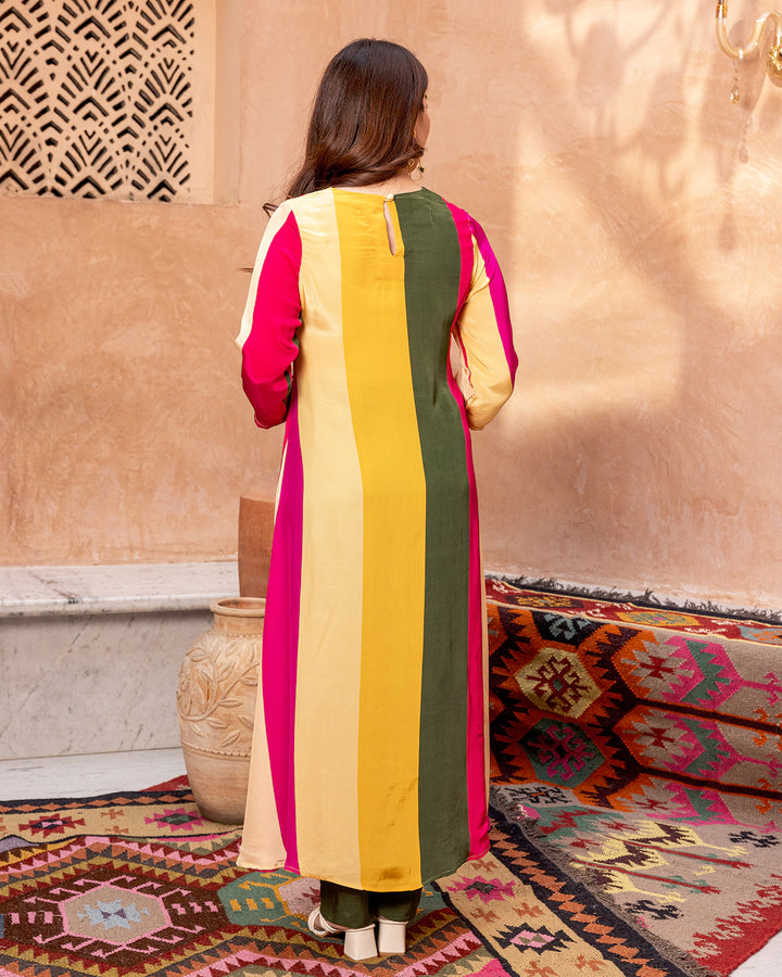 Multicolour Striped Kurta Set