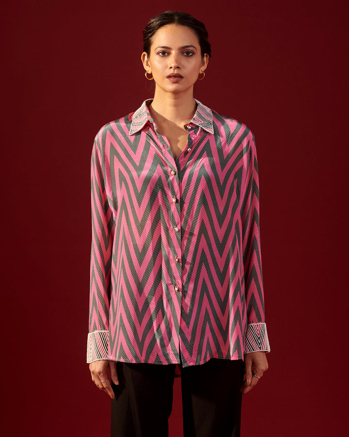 Pink Chevron Accent Shirt
