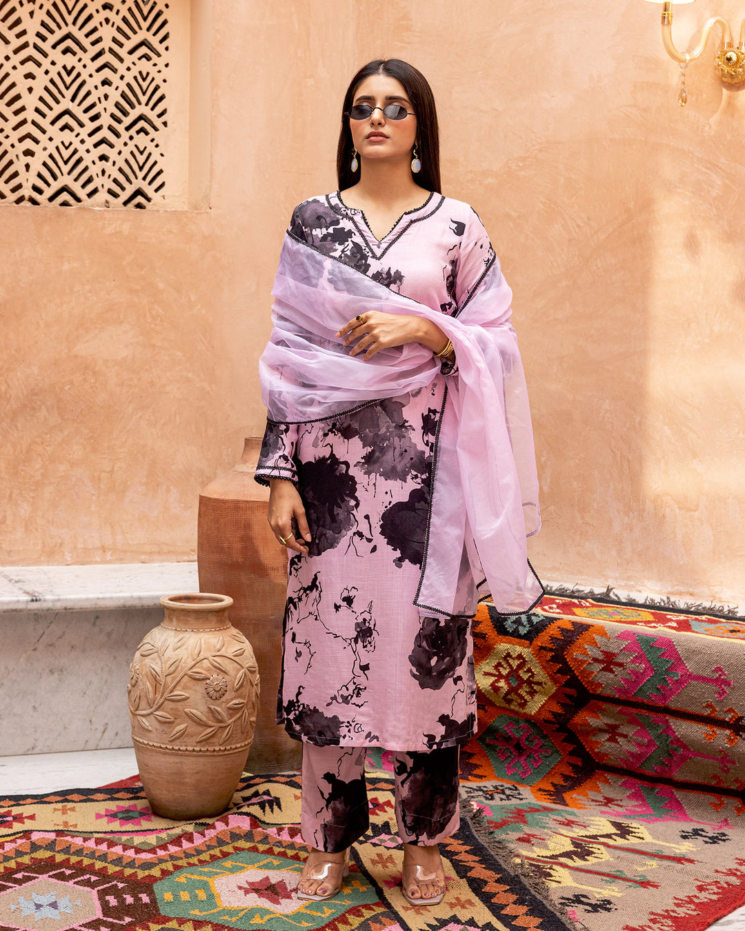 Mauve Pink Floral Suit Set