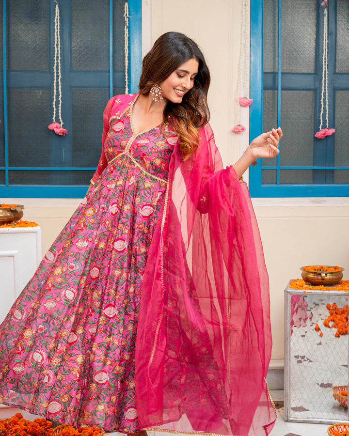 Pink Floral-Charm Suit Set