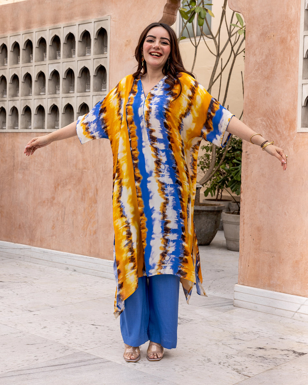 Bright Yellow Tie Dye Kurta Set