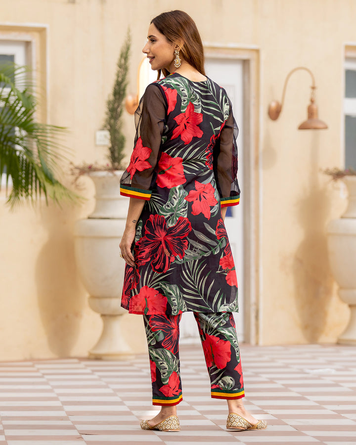 Ebony Tropical & Floral Kurta Set