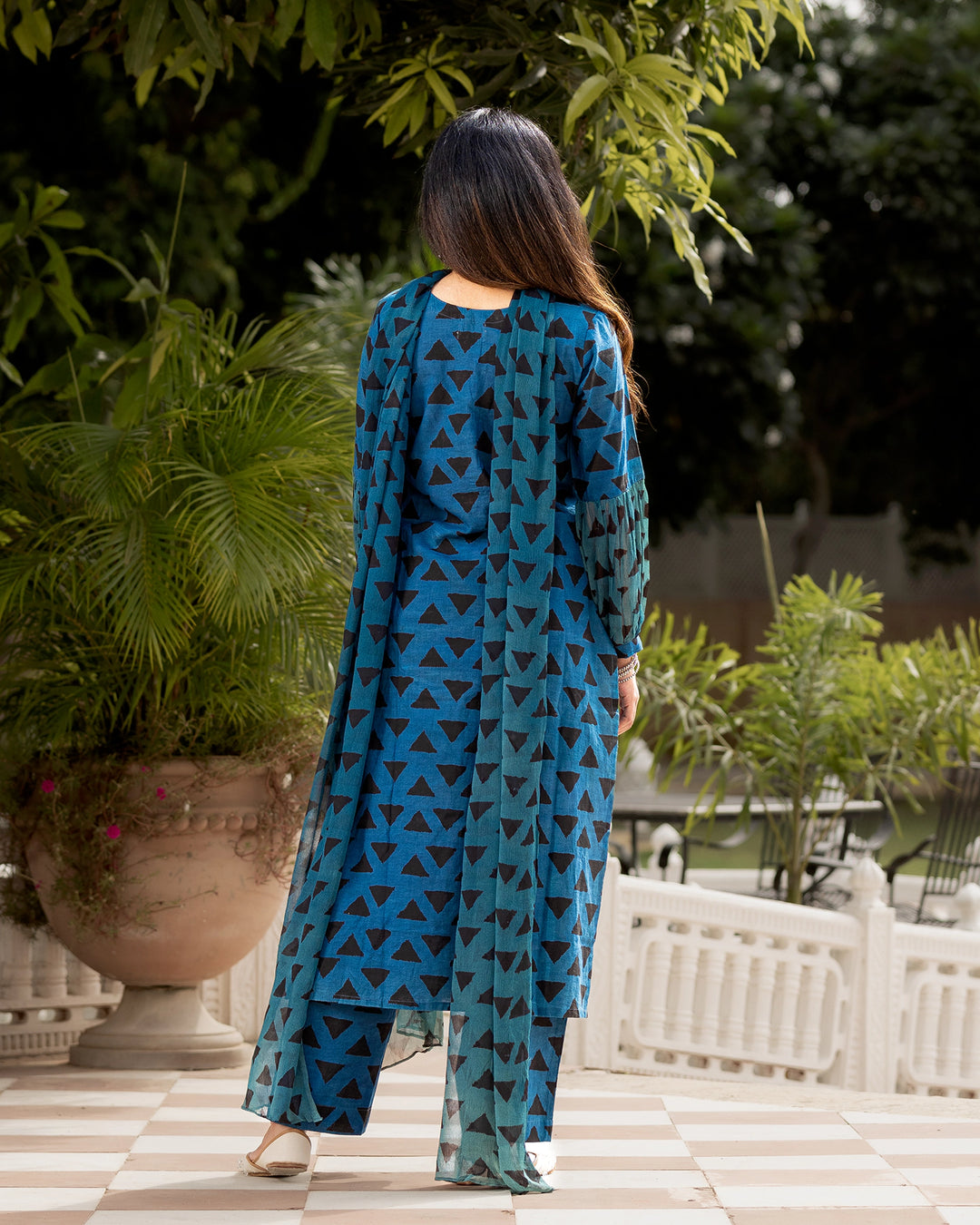 Blue Bagru Suit Set