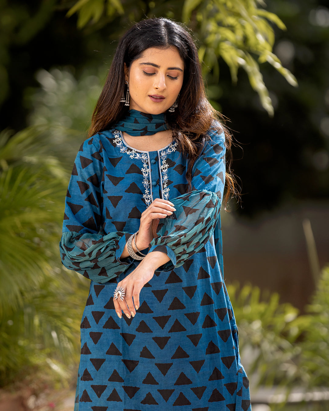 Blue Bagru Suit Set