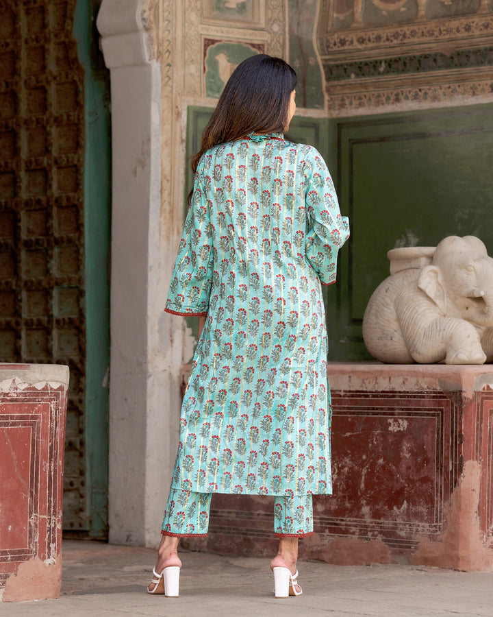 Pastel Green Floral Kurta Set