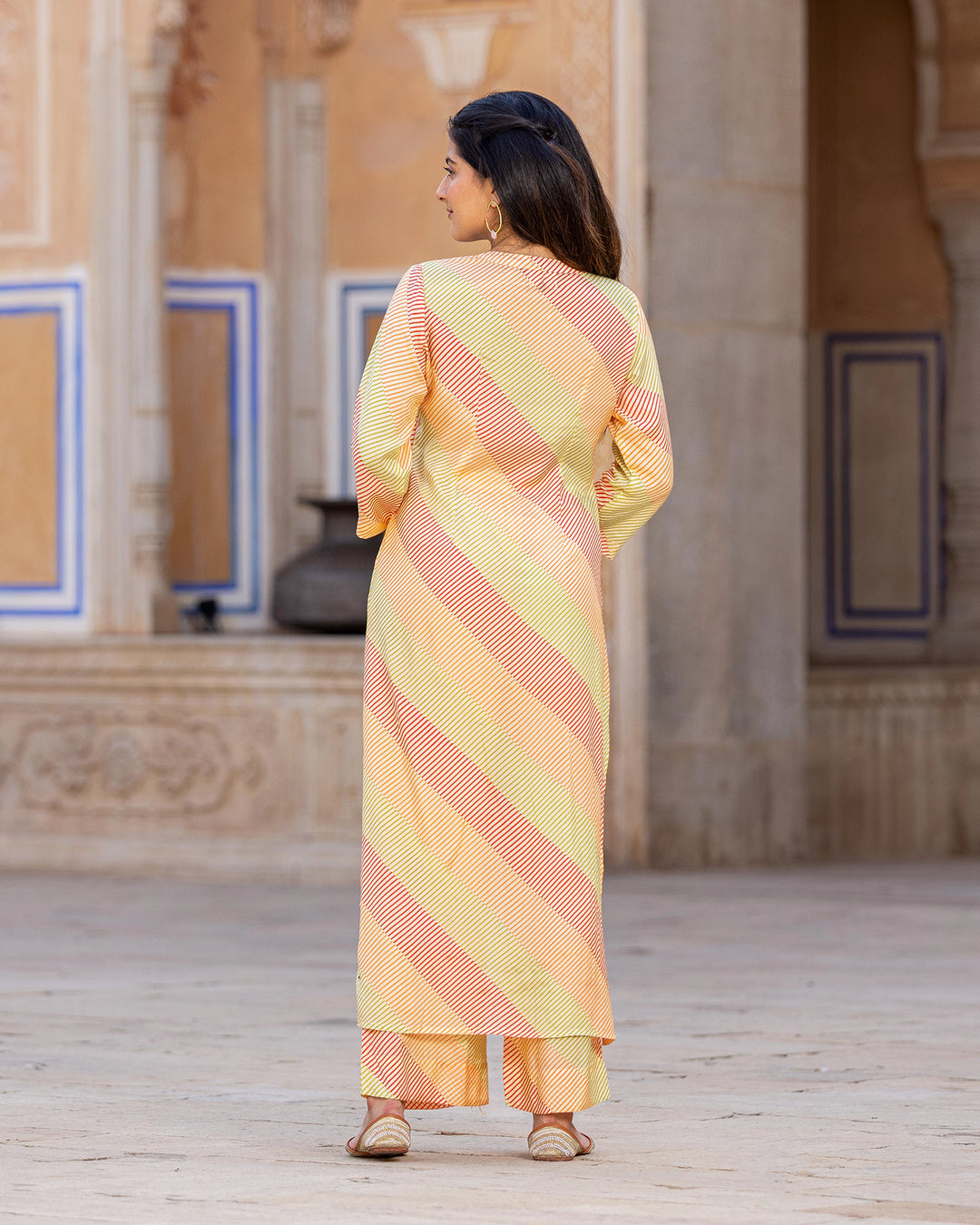 Yellow Striped Kurta Set