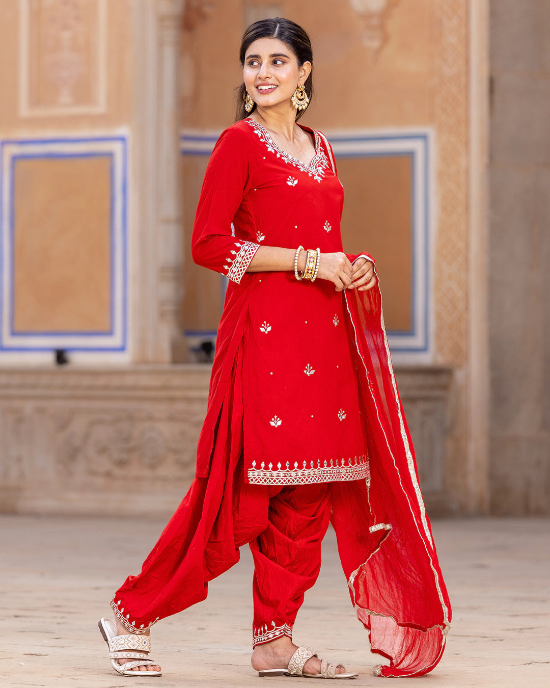 Red Embroidered Salwar Suit Set