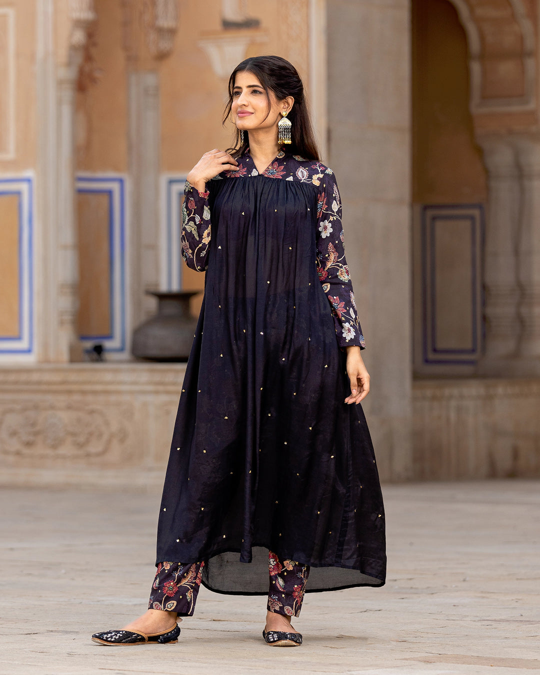 Midnight Kalamkari Muslin Kurta Set