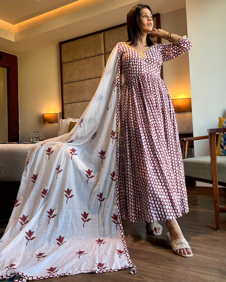 Embroidered Kanchali Floor Length With Dupatta