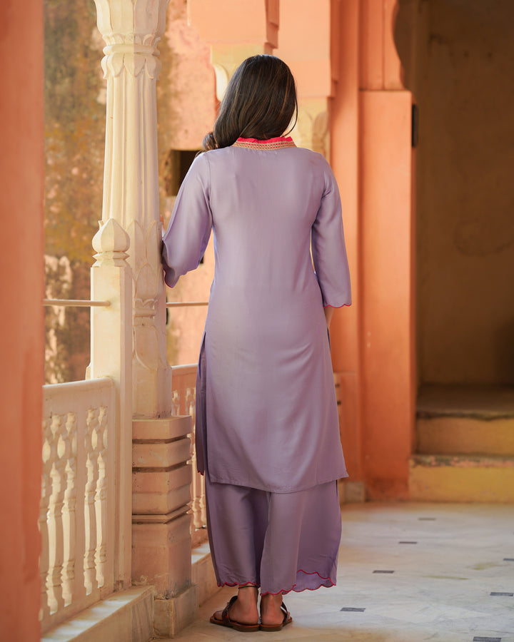 Purple Floral Kurta Set