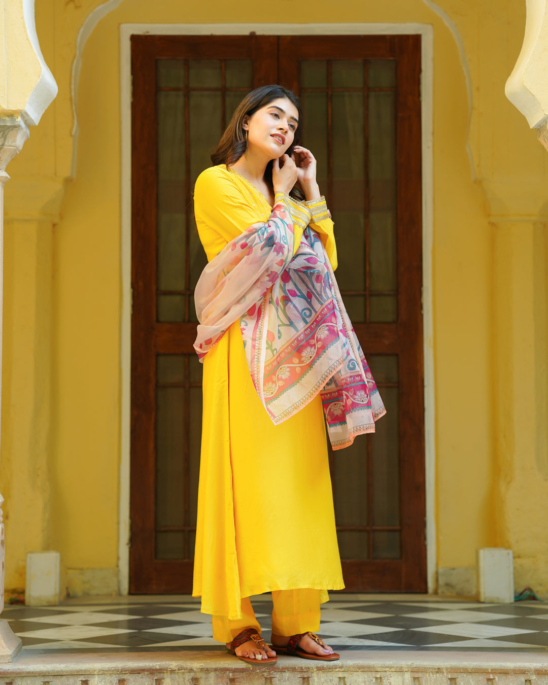 Yellow Kalamkari Suit Set