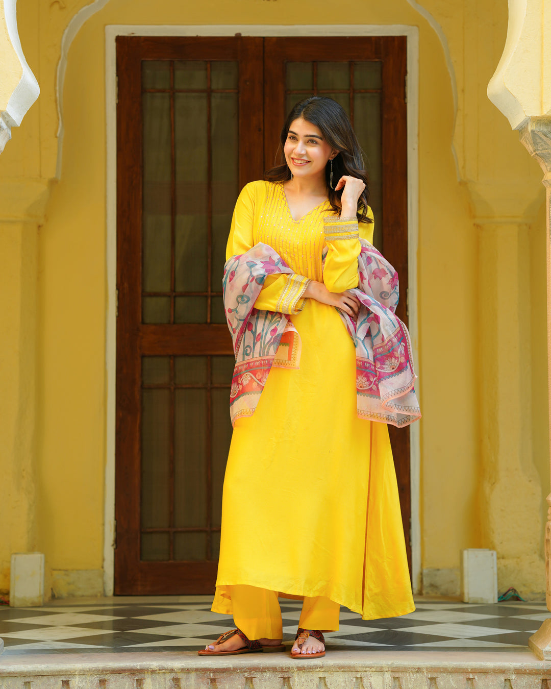 Yellow Kalamkari Suit Set