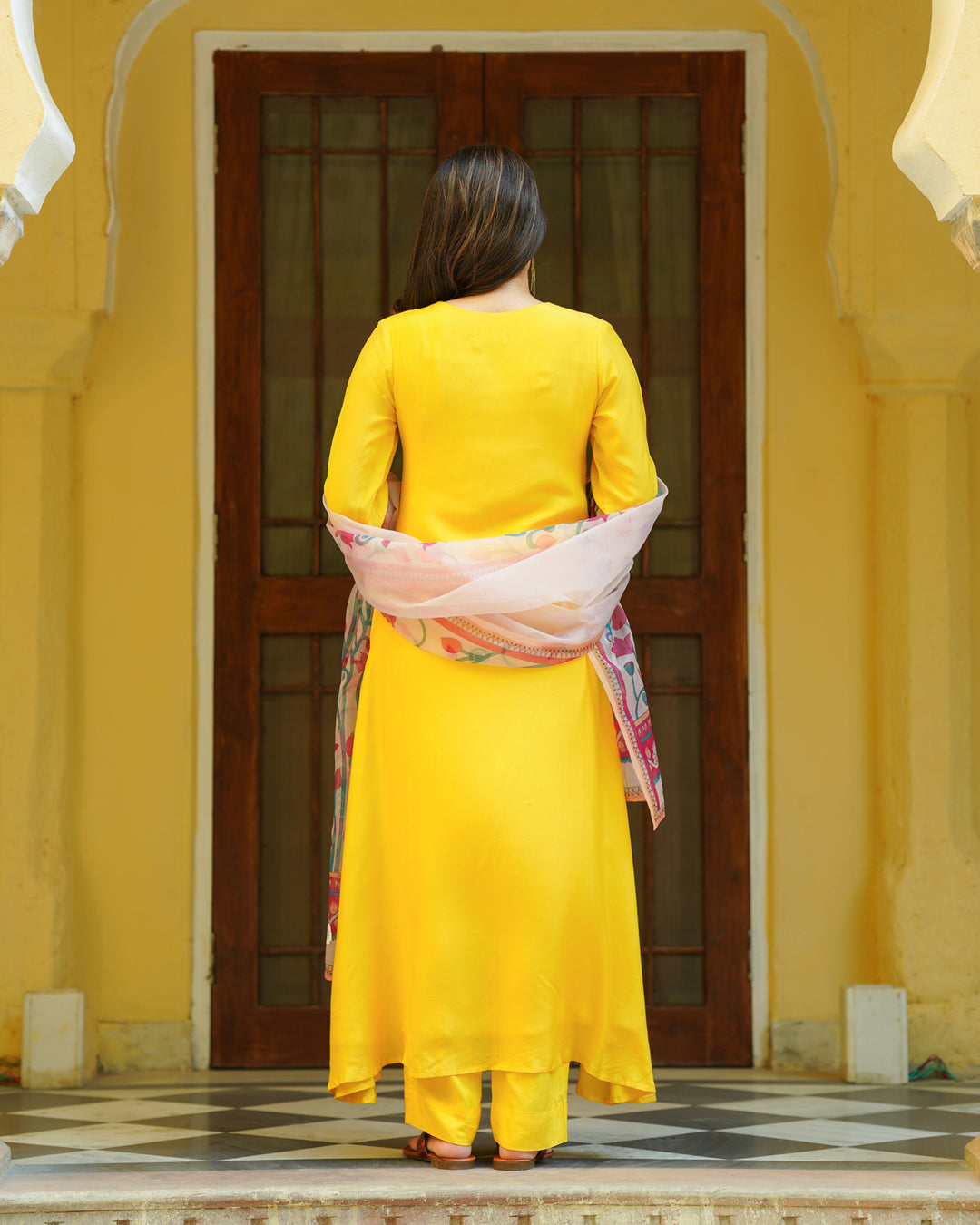 Yellow Kalamkari Suit Set