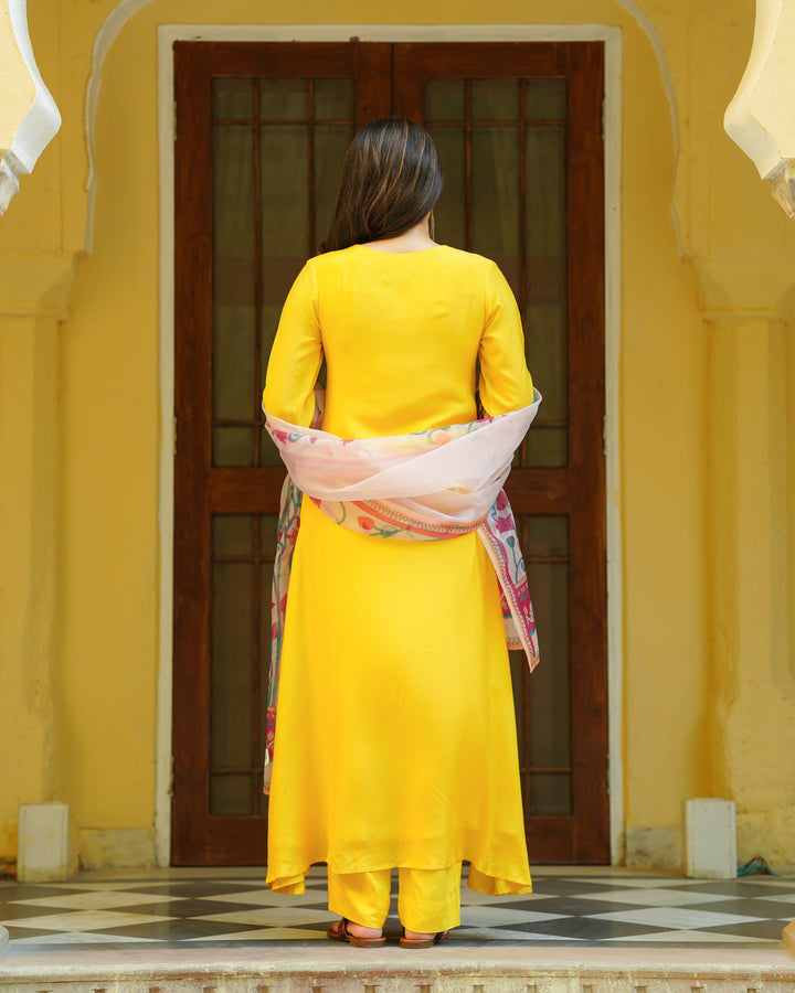 Yellow Kalamkari Suit Set