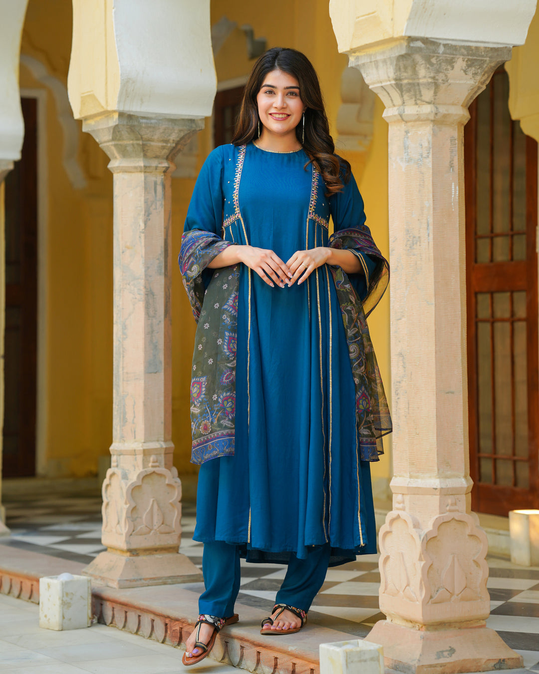 Teal Kalamkari Suit Set