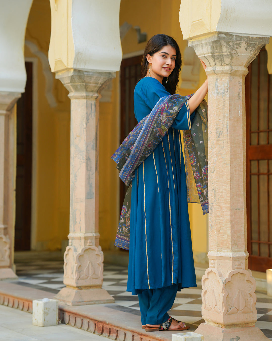Teal Kalamkari Suit Set