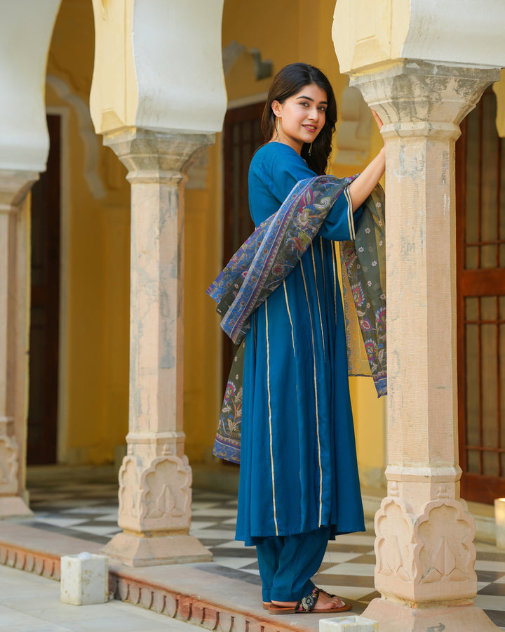 Teal Kalamkari Suit Set