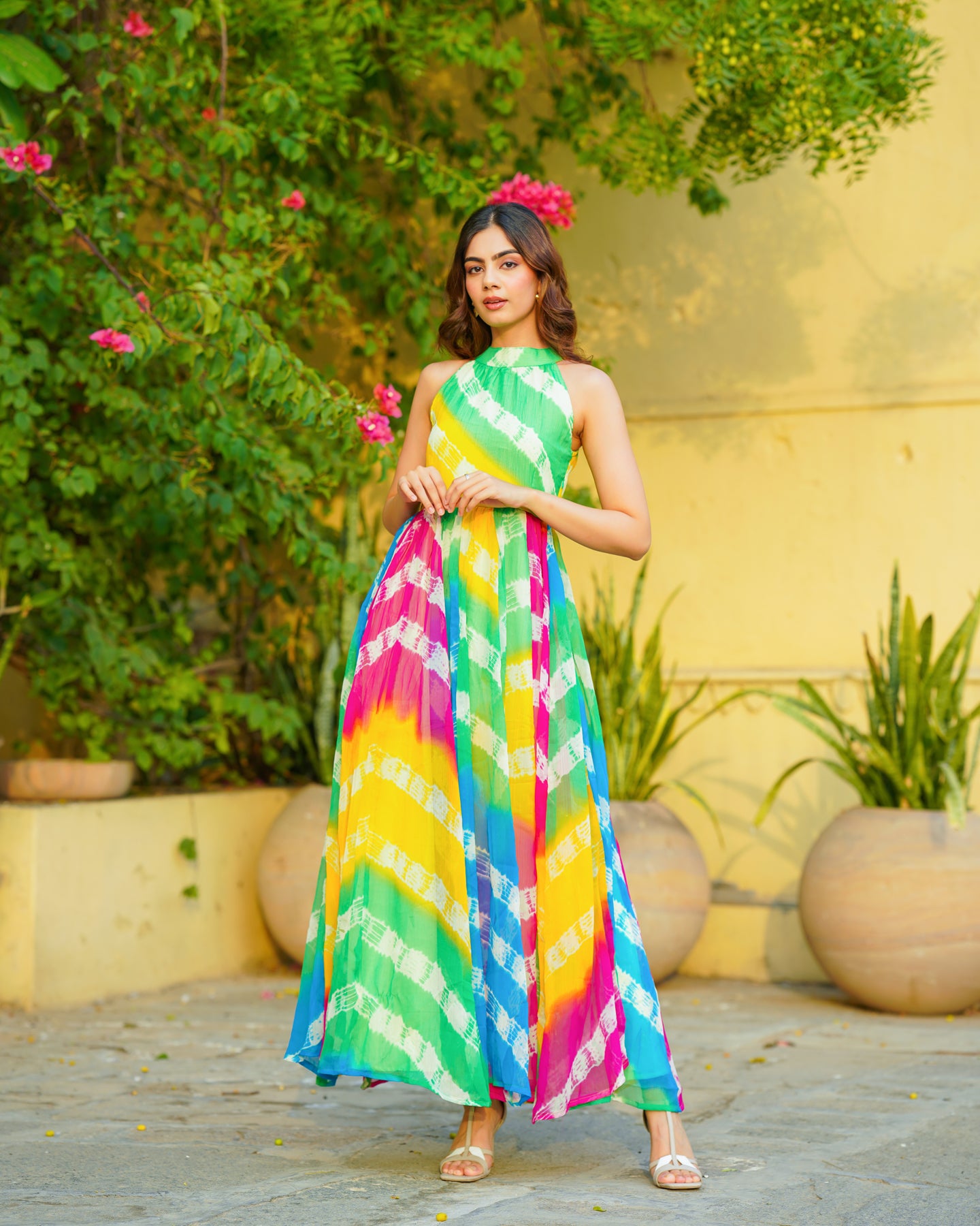 white christmas dresses Multicolored Tie Dye Chiffon Maxi Ambraee white christmas dresses Multicolored Tie Dye Chiffon Maxi Ambraee