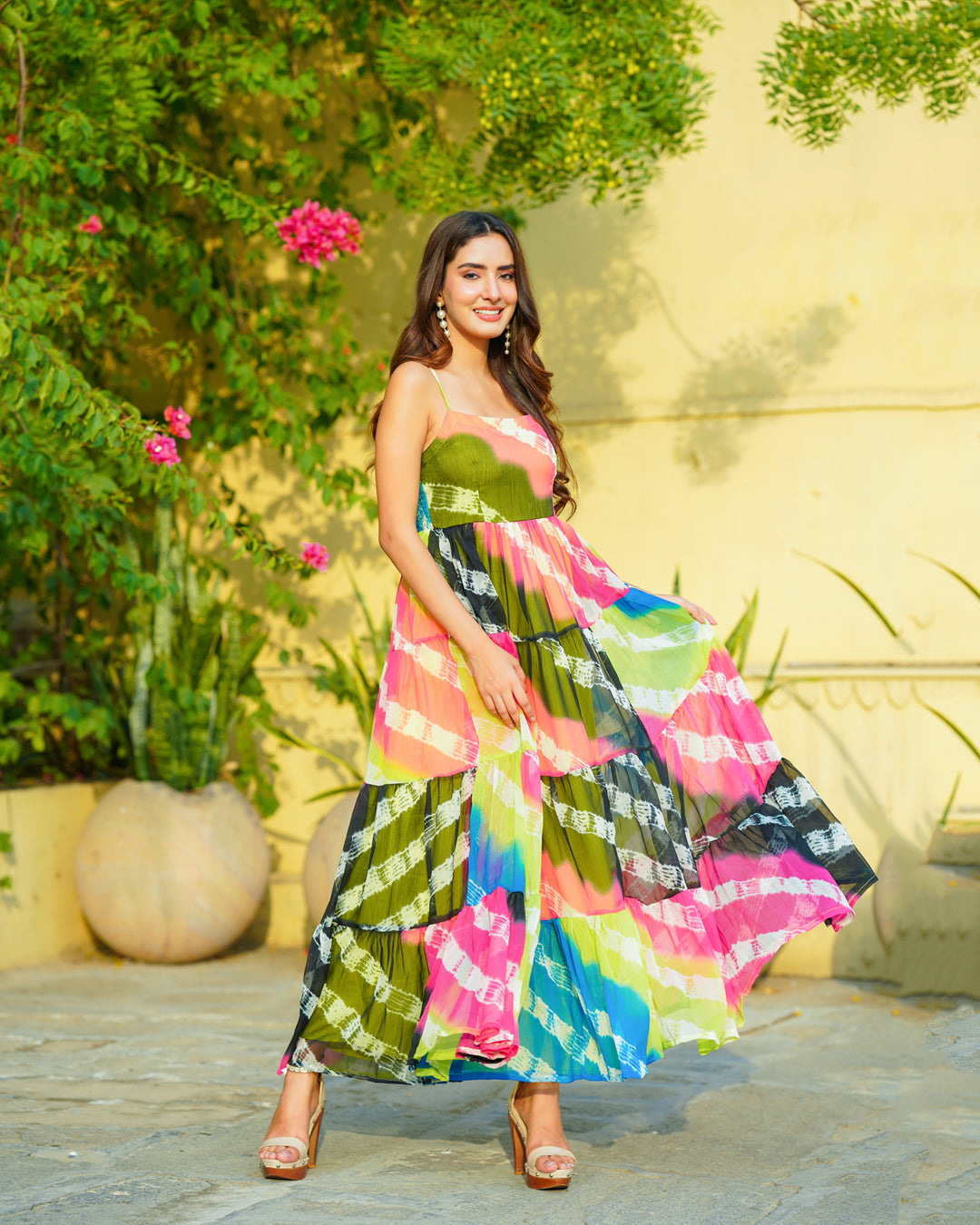Tie Dye Chiffon Maxi Dress