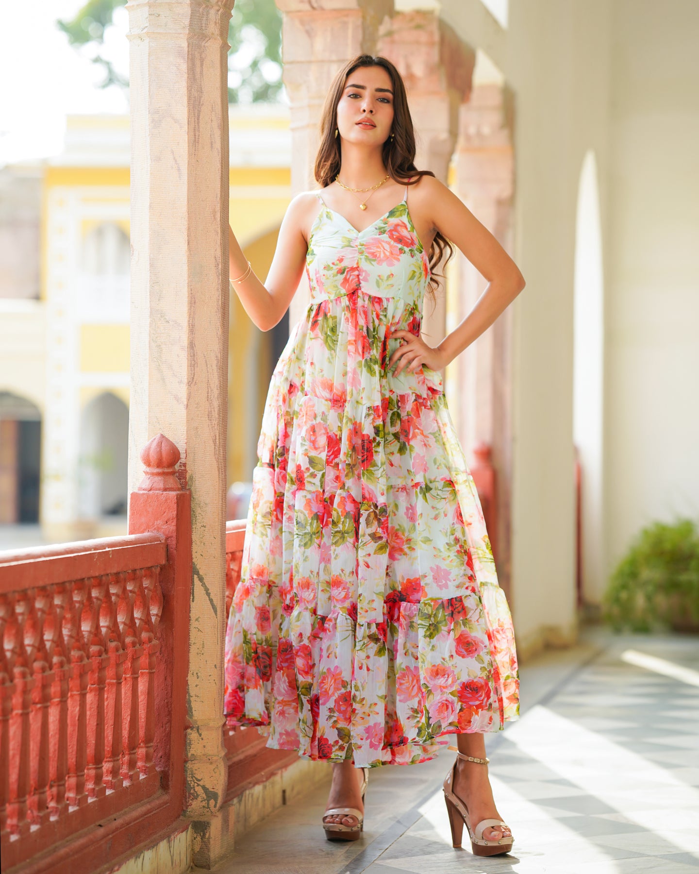 Mint White Loose Floral Dress – Ambraee
