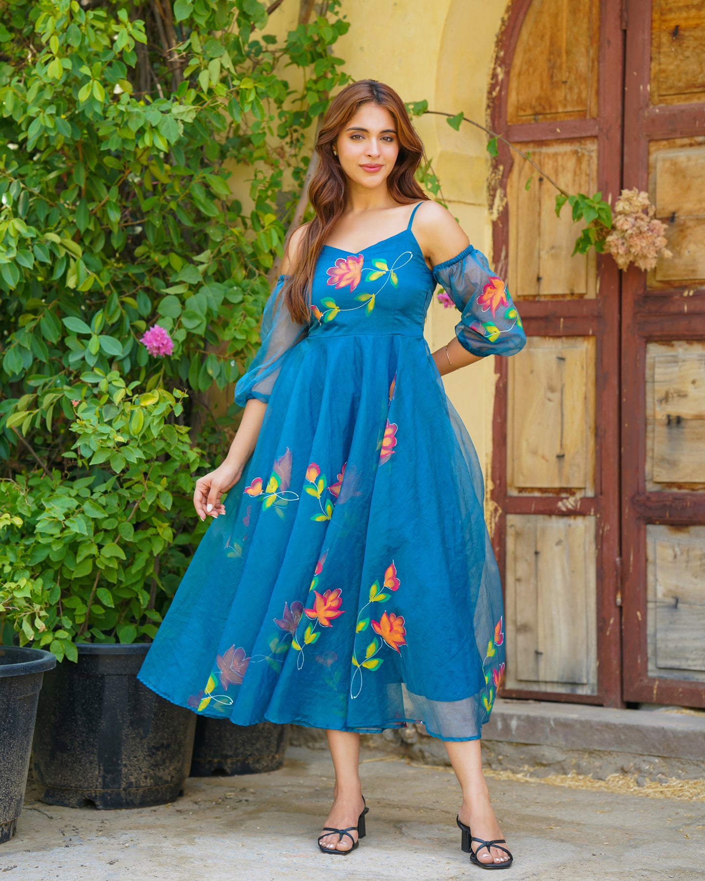 April Dress Teal Floral