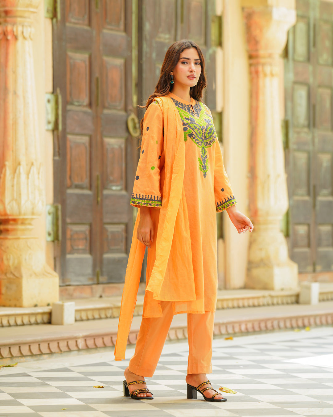 Rust Embroidered Suit Set