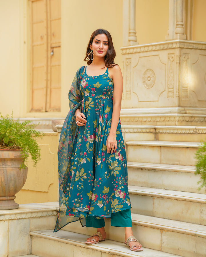 Ocean Green Anarkali Suit Set