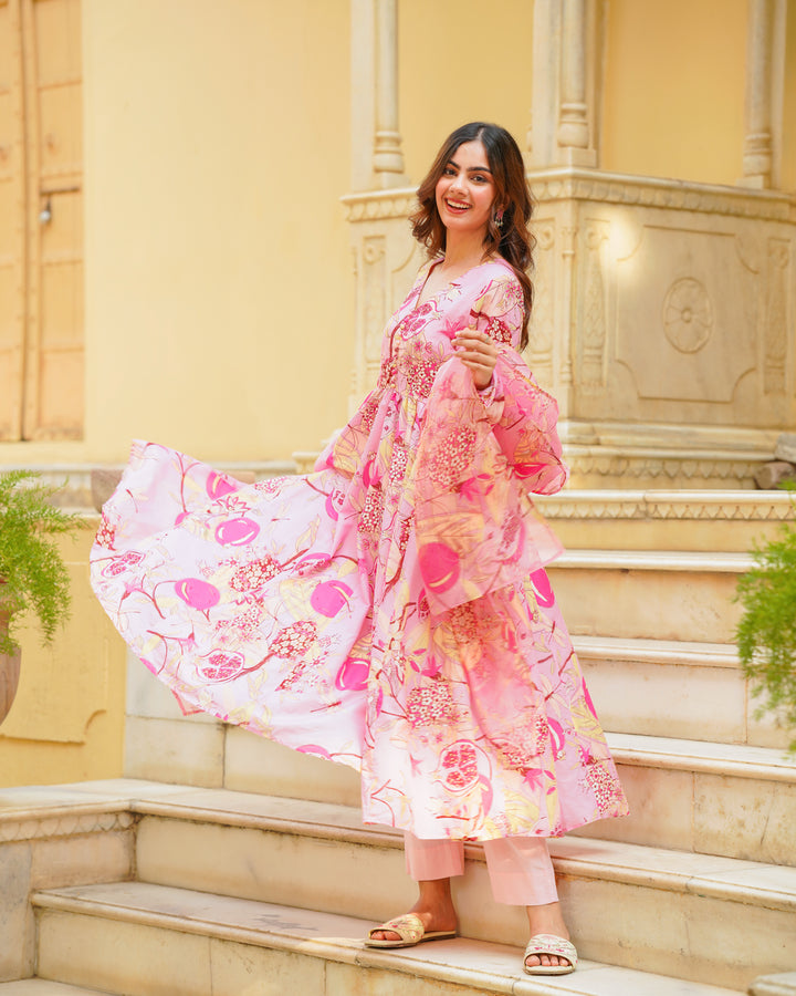 Summer Pink Printed Suit Set