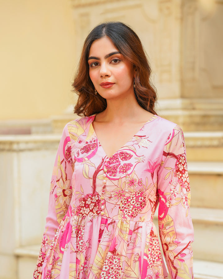 Summer Pink Printed Suit Set