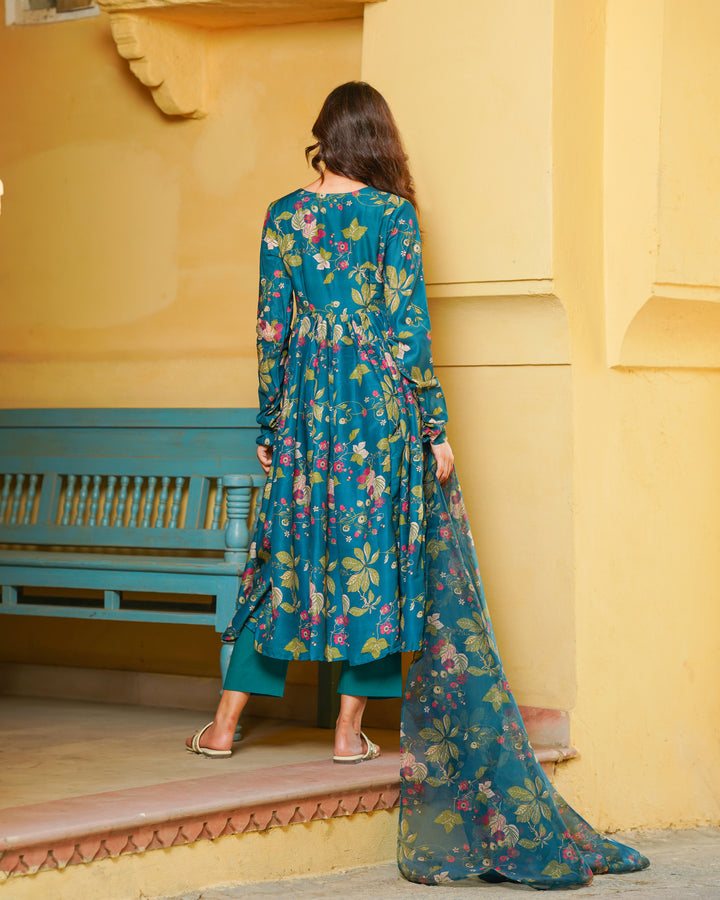 Tropical Green Printed Suit Set