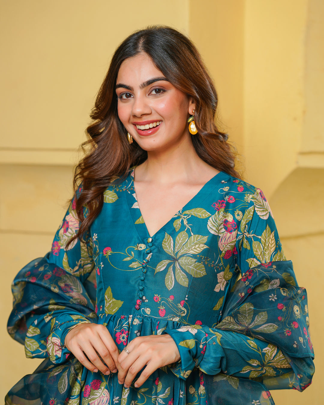 Tropical Green Printed Suit Set