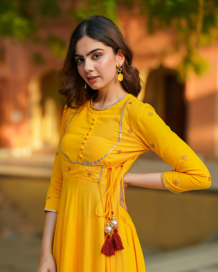 Mustard Angrakha Suit Set