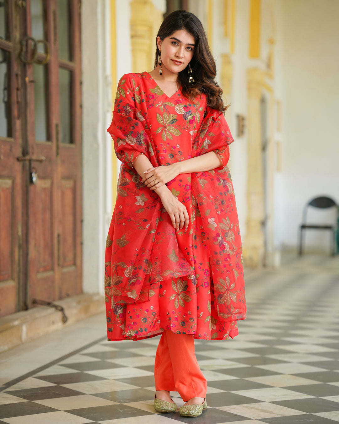 Scarlet Printed Anarkali Suit Set