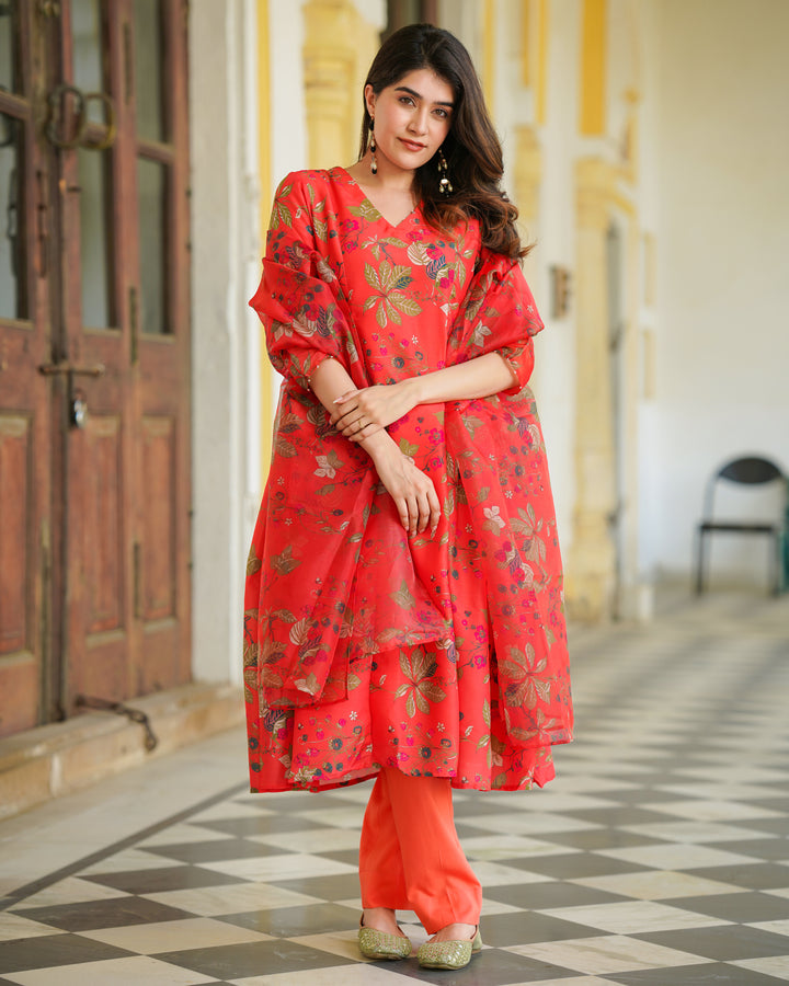 Scarlet Printed Anarkali Suit Set