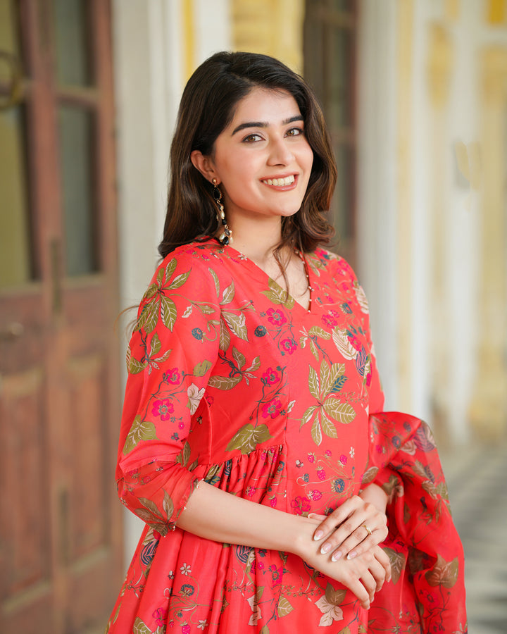 Scarlet Printed Anarkali Suit Set