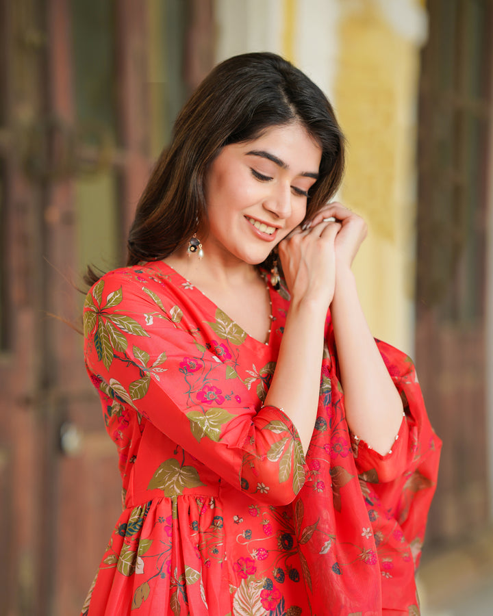 Scarlet Printed Anarkali Suit Set