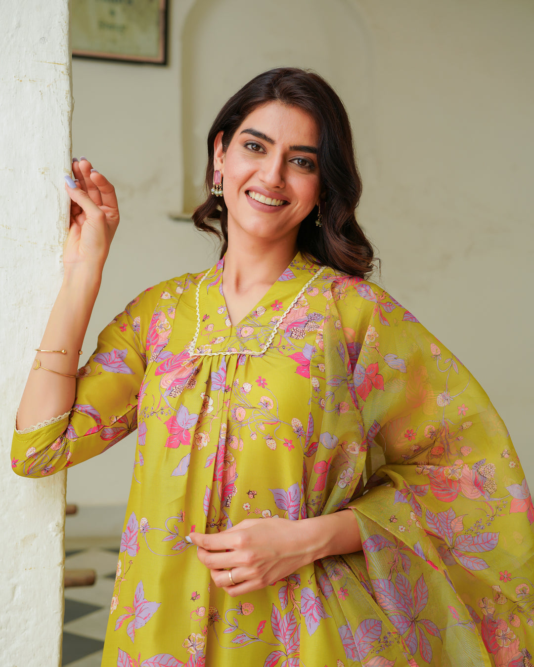 Yellow Blossom Printed Suit Set