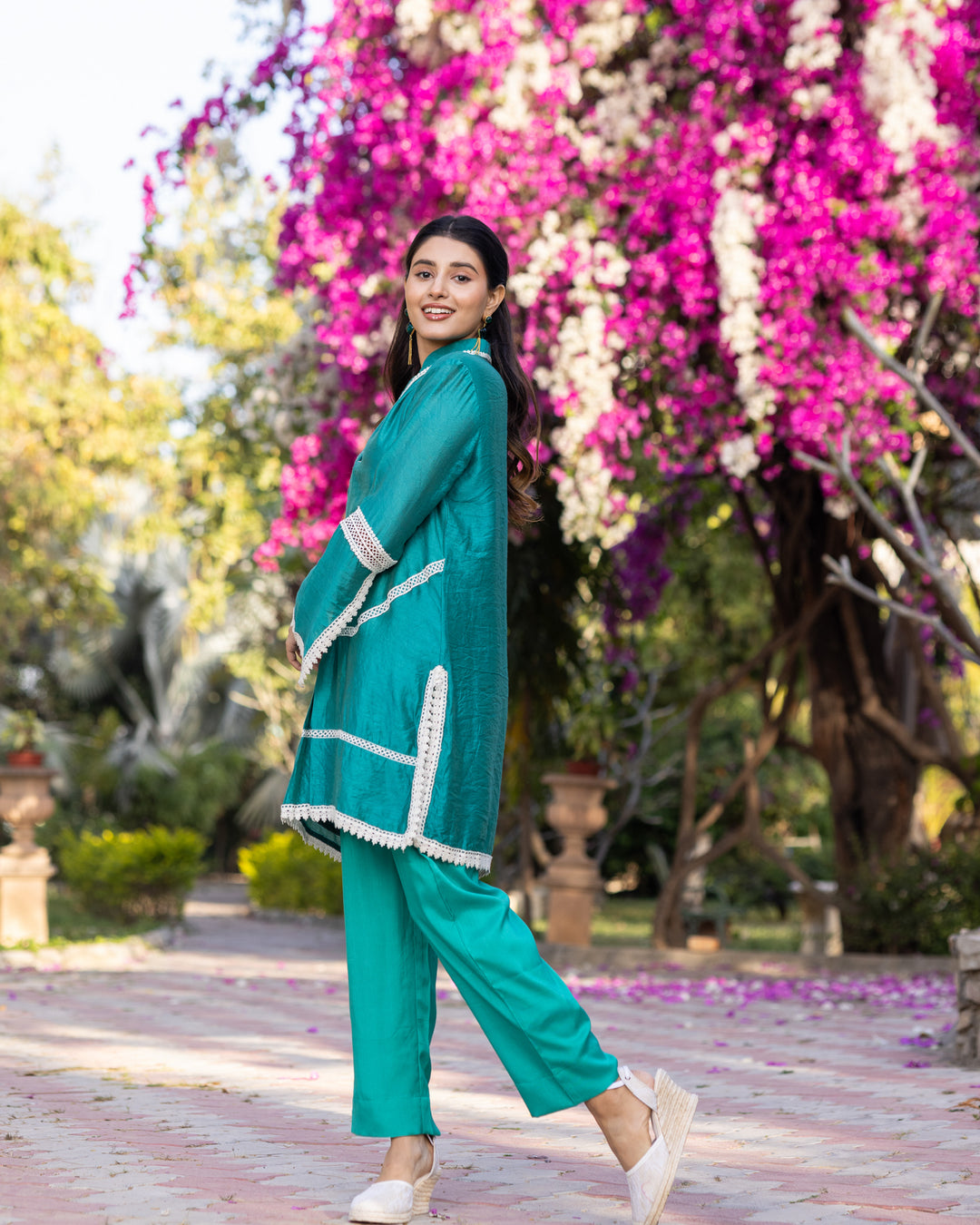 Green Lace Kurta Set