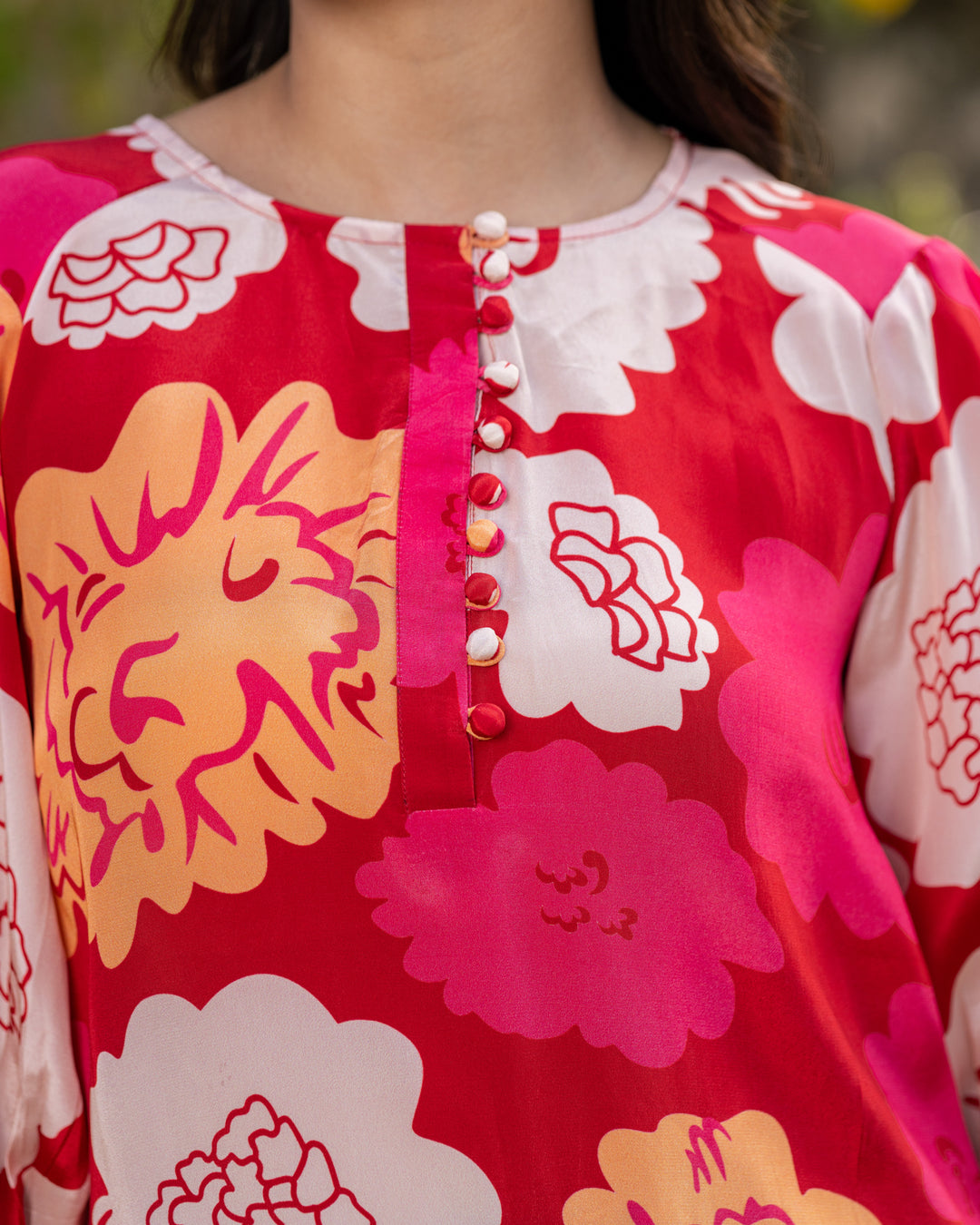 Red Animated Floral Top